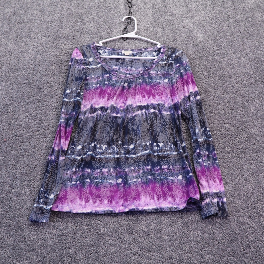 Maurices Top Womens Medium Purple Snakeskin Print Long Sleeve